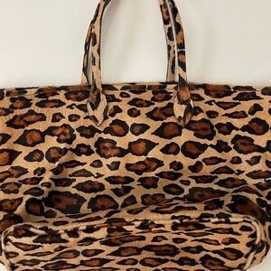 Animale Leopard Leather Tote Bag